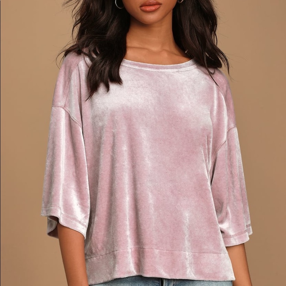 EUC Free People Valerie Mauve Velvet Oversized Tee